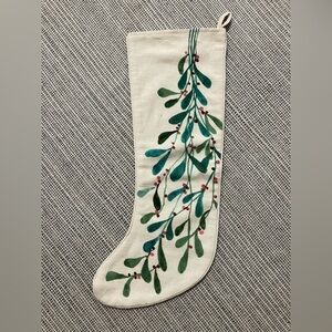 Never used Garnet Hill Christmas stocking botanical print, large 23” x 9”